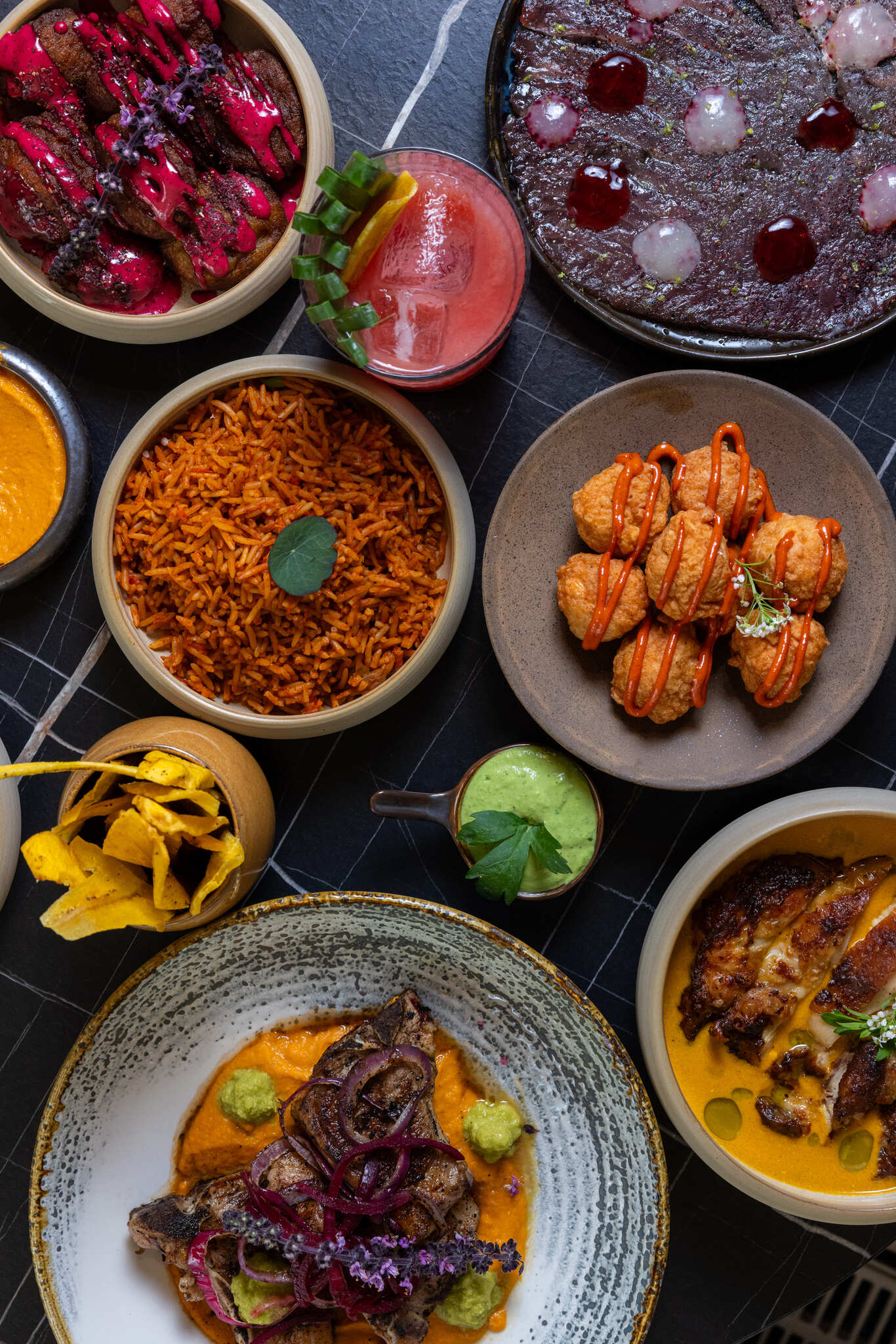 Variety of african cuisine on the table